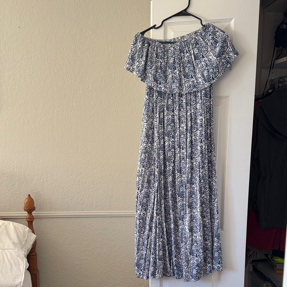 Blue and White Maxi Dress